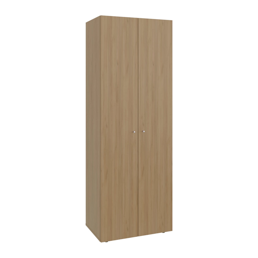 Natural oak Anthony & Home freestanding closet system with four shelves, part of the limited edition wardrobe collection.