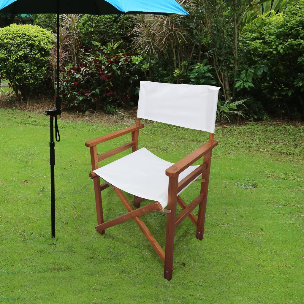 Natural Populus wood director chair set by Anthony & Home, featuring sturdy wooden frames and comfortable fabric seats.