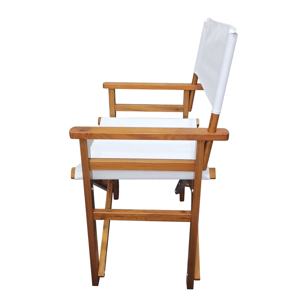 Natural Populus Wood director chair set by Anthony & Home with cushioned seats and wooden frames for studio or home use.