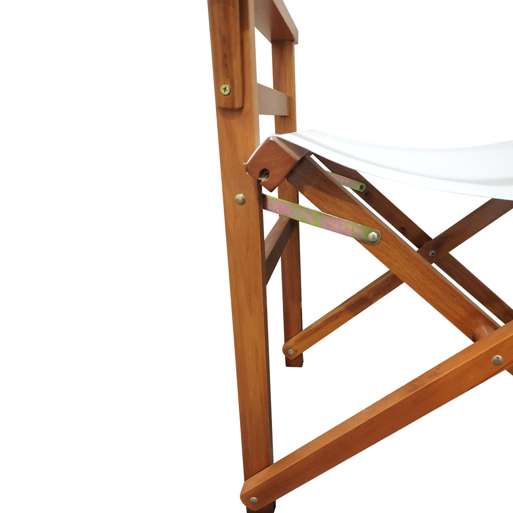 Natural Populus Wood Director Chair set by Anthony & Home, featuring sturdy wood frames and comfortable fabric seats in a studio setting.