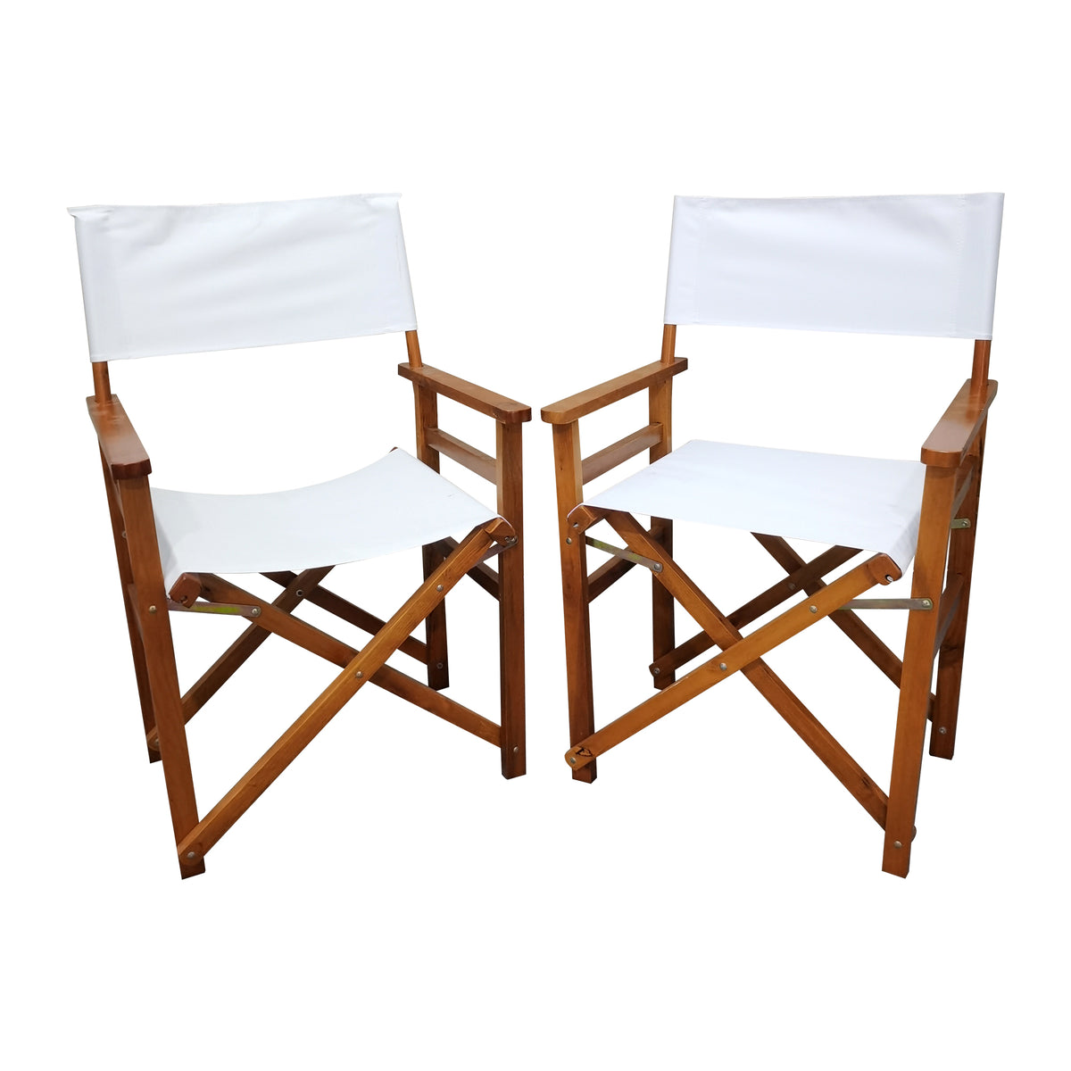 Natural Populus Wood Director Chair set by Anthony & Home, featuring sturdy wooden frames and comfortable fabric seats for studio use.