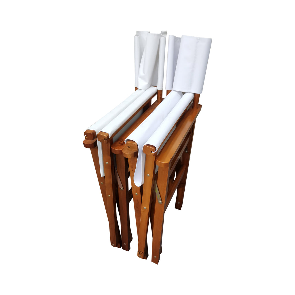 Natural Populus Wood Director Chair Set by Anthony & Home, featuring sturdy wood frame and comfortable fabric seats.