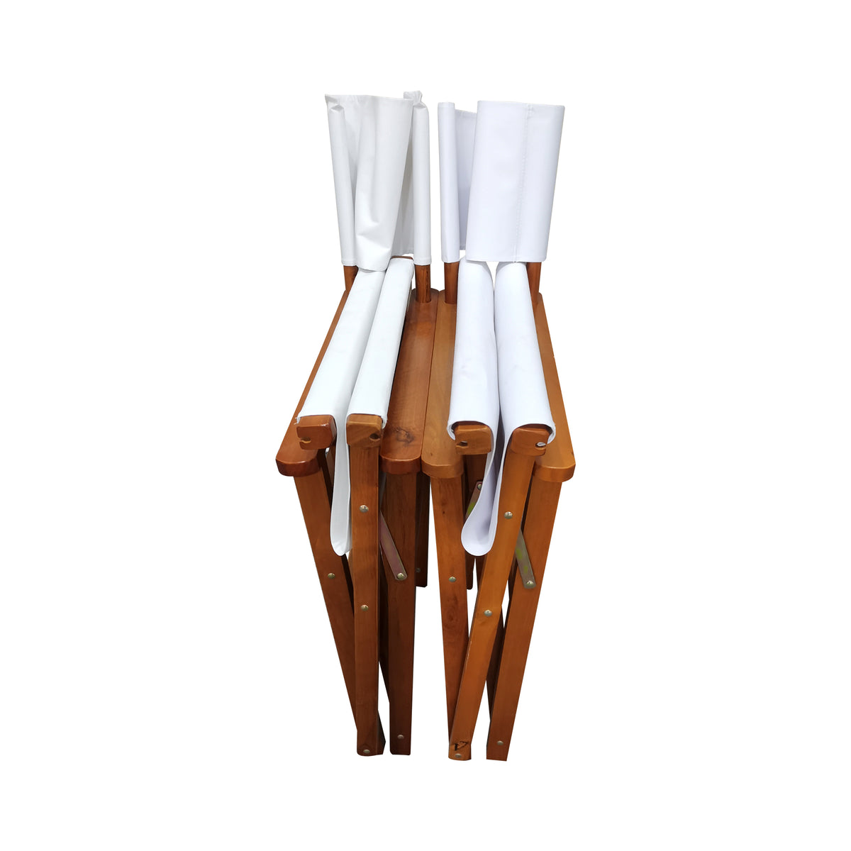 Natural Populus wood director chair set by Anthony & Home with fabric seats, ideal for studio or casual seating.