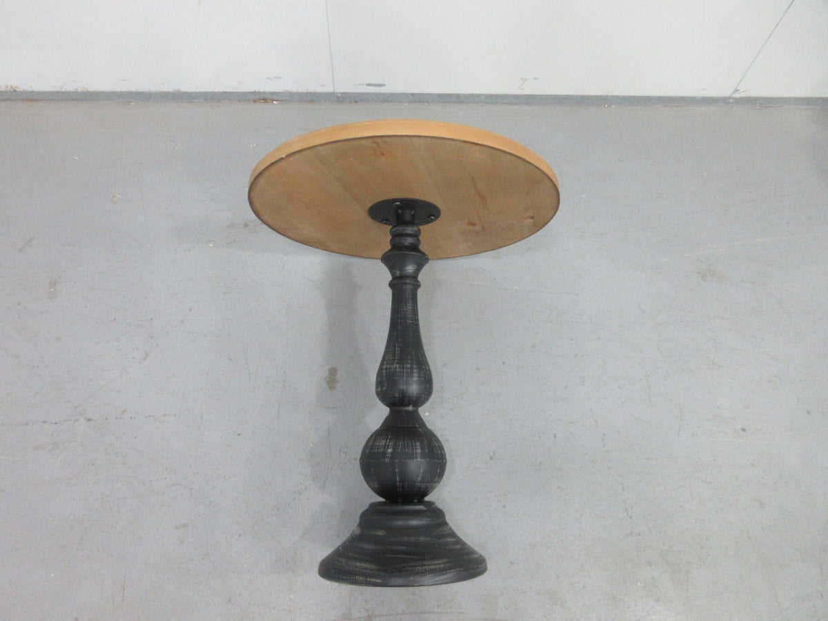 Anthony & Home Natural Wood Tone Round End Table with smooth, polished surface and sturdy wooden legs for living room decor.