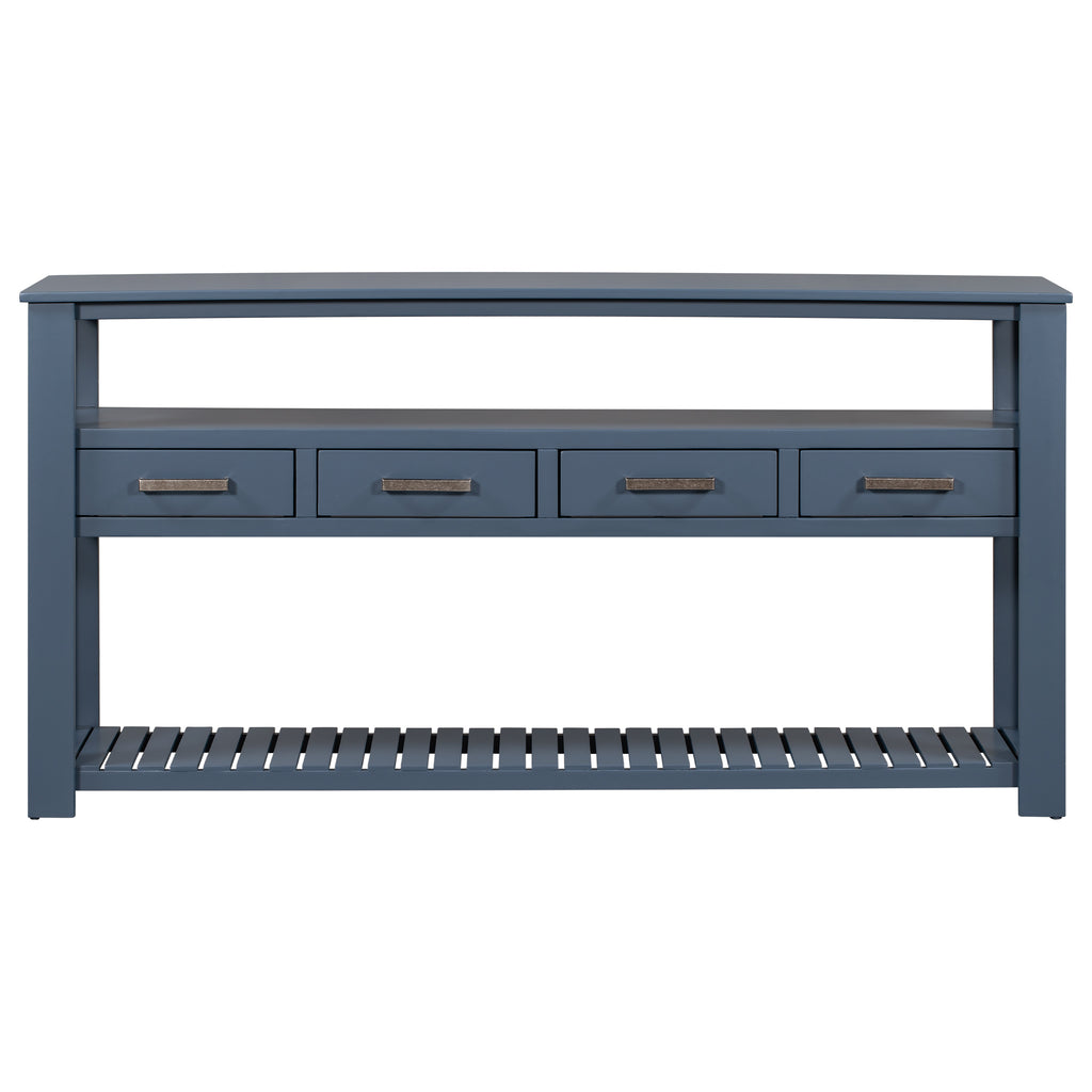 Navy painted MDF entryway console table with four drawers and sleek design by Anthony & Home.