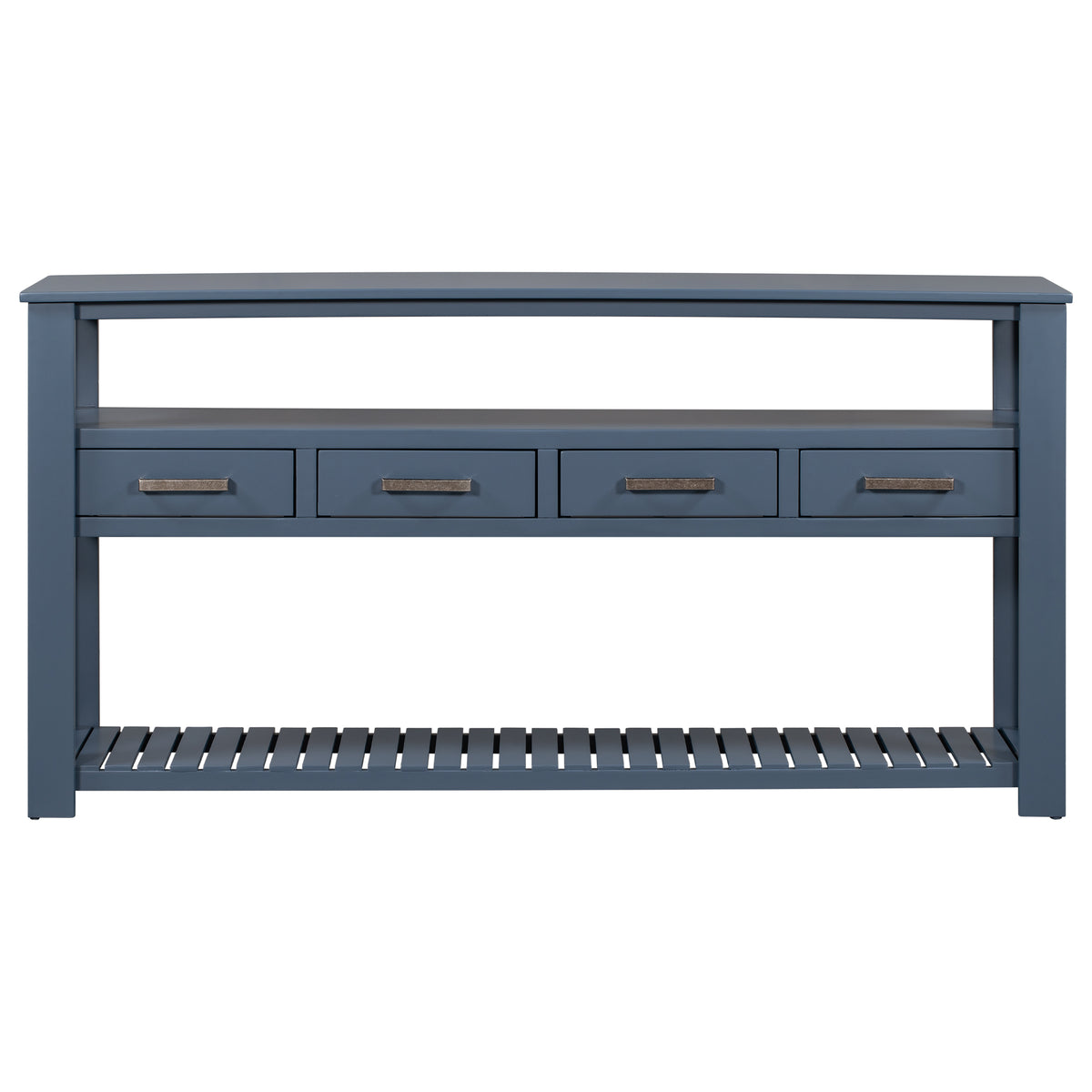 Navy painted MDF entryway console table with four drawers and sleek design by Anthony & Home.