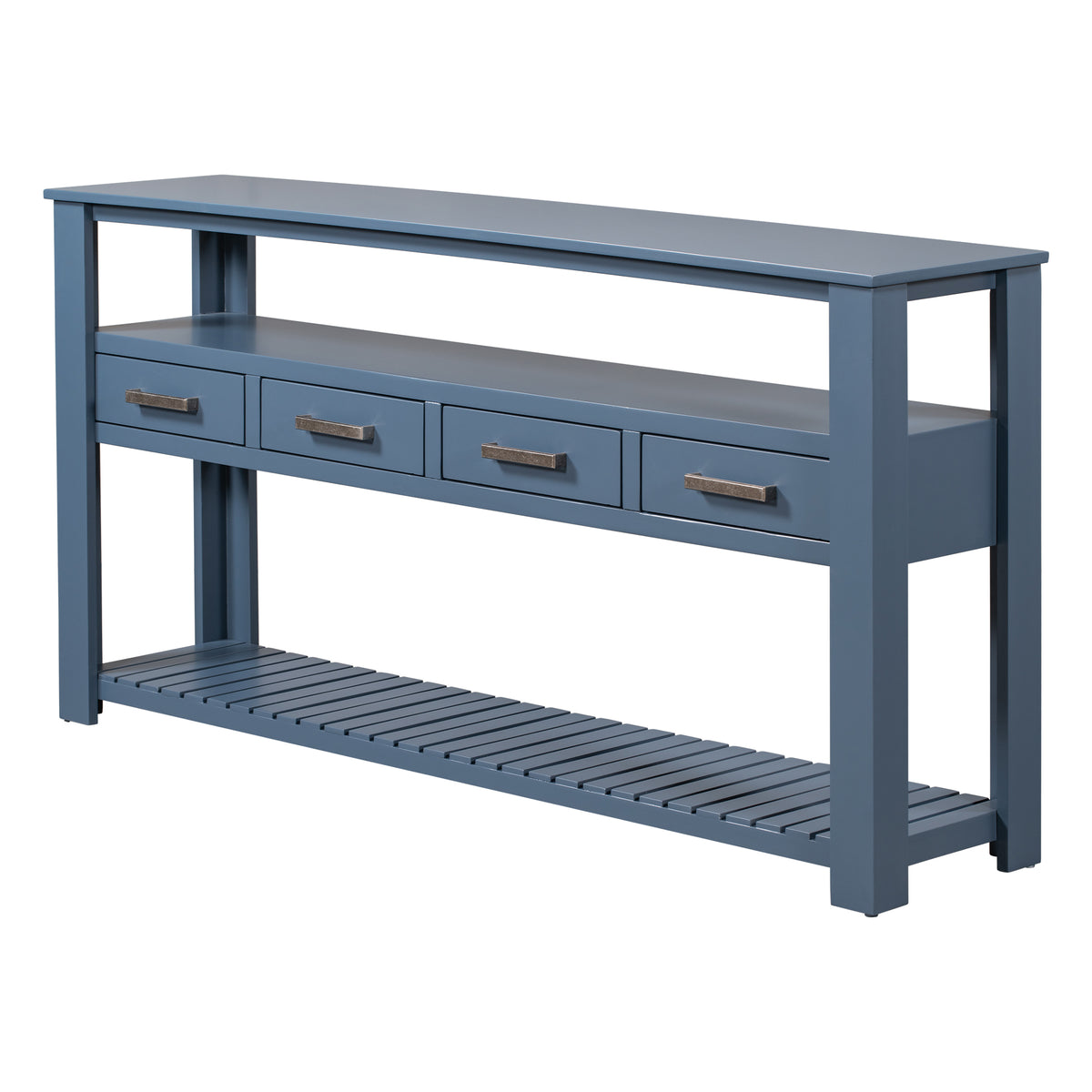 Navy painted MDF entryway console table by Anthony & Home with four drawers and sleek modern design.