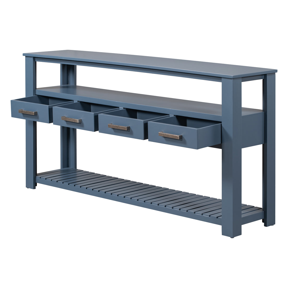 Navy painted MDF entryway console table with four drawers, modern design by Anthony & Home, ideal for hallway storage.