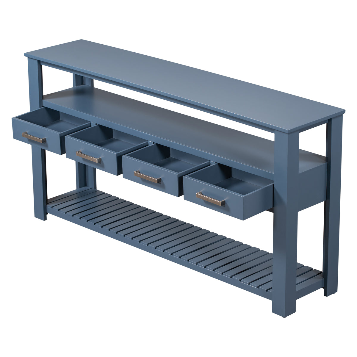 Navy painted MDF entryway console table with four drawers, stylish Anthony & Home furniture for modern home decor.
