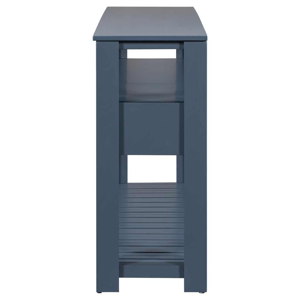 Navy painted MDF entryway console table with four drawers from Anthony & Home, featuring a sleek and modern design.