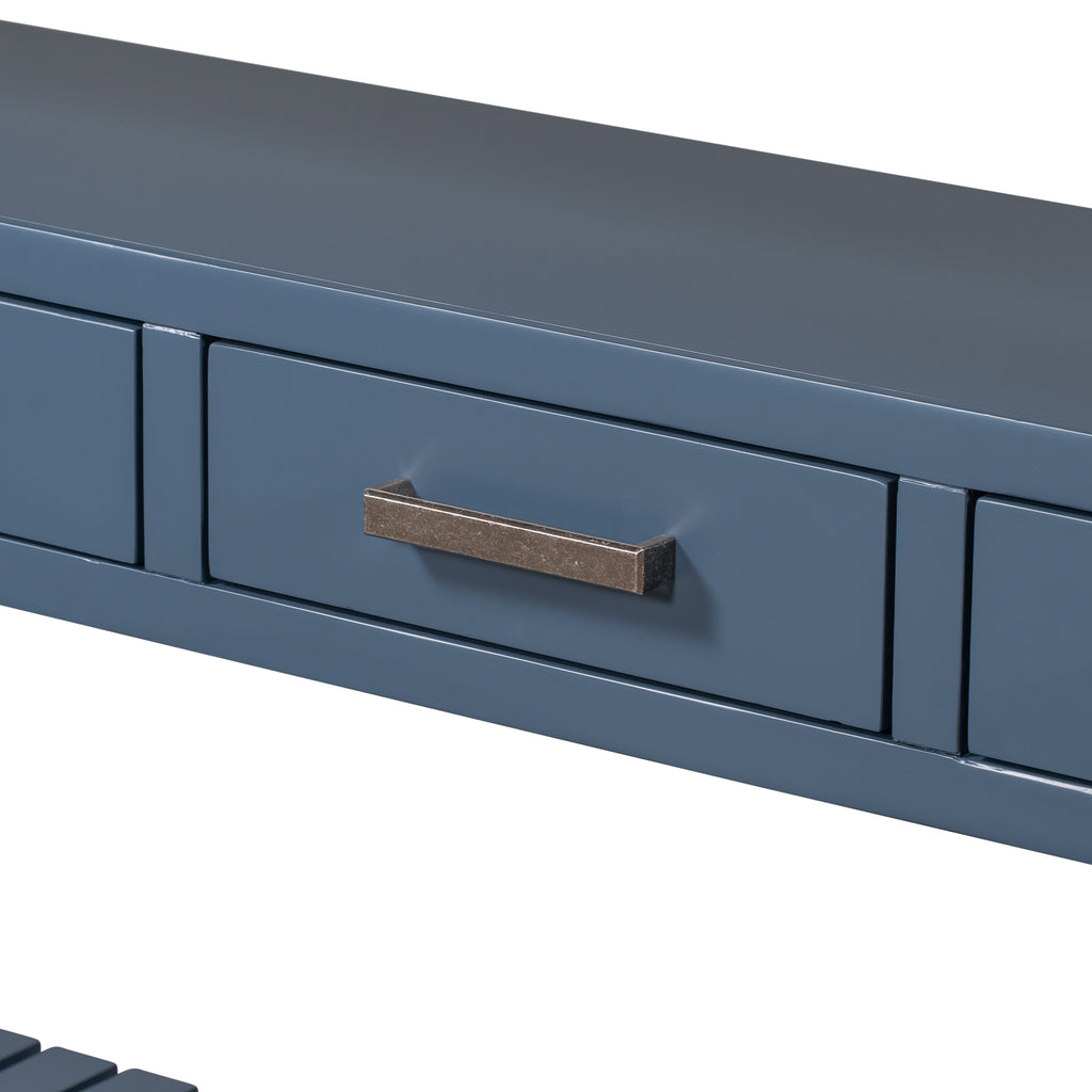 Navy painted MDF entryway console table with four drawers, modern Anthony & Home furniture for hallway storage.
