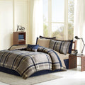 Navy Twin XL microfiber comforter set by Anthony & Home featuring a soft brushed fabric and matching pillow shams.