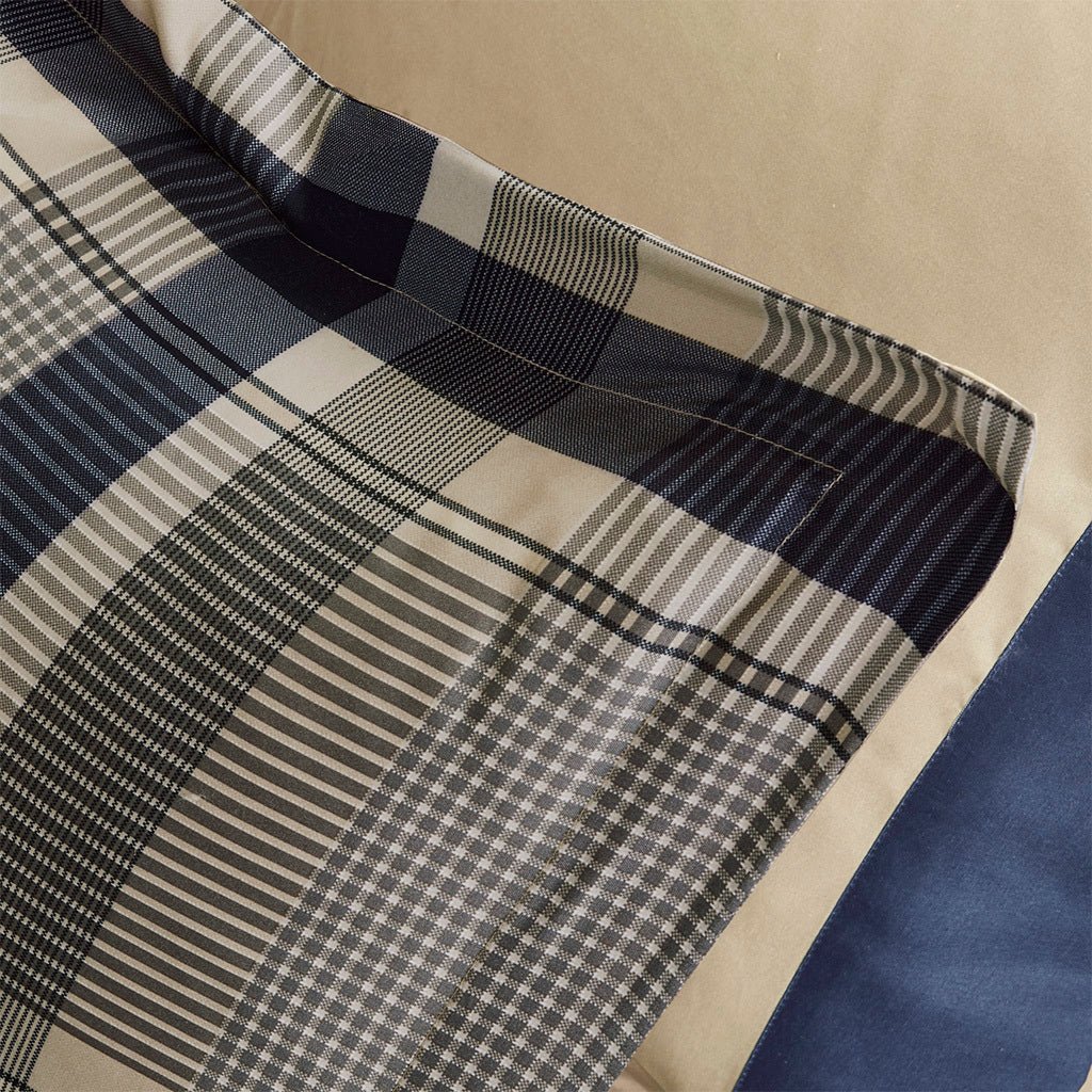 Navy Twin XL microfiber comforter set by Anthony & Home with brushed soft fabric and matching pillow shams.