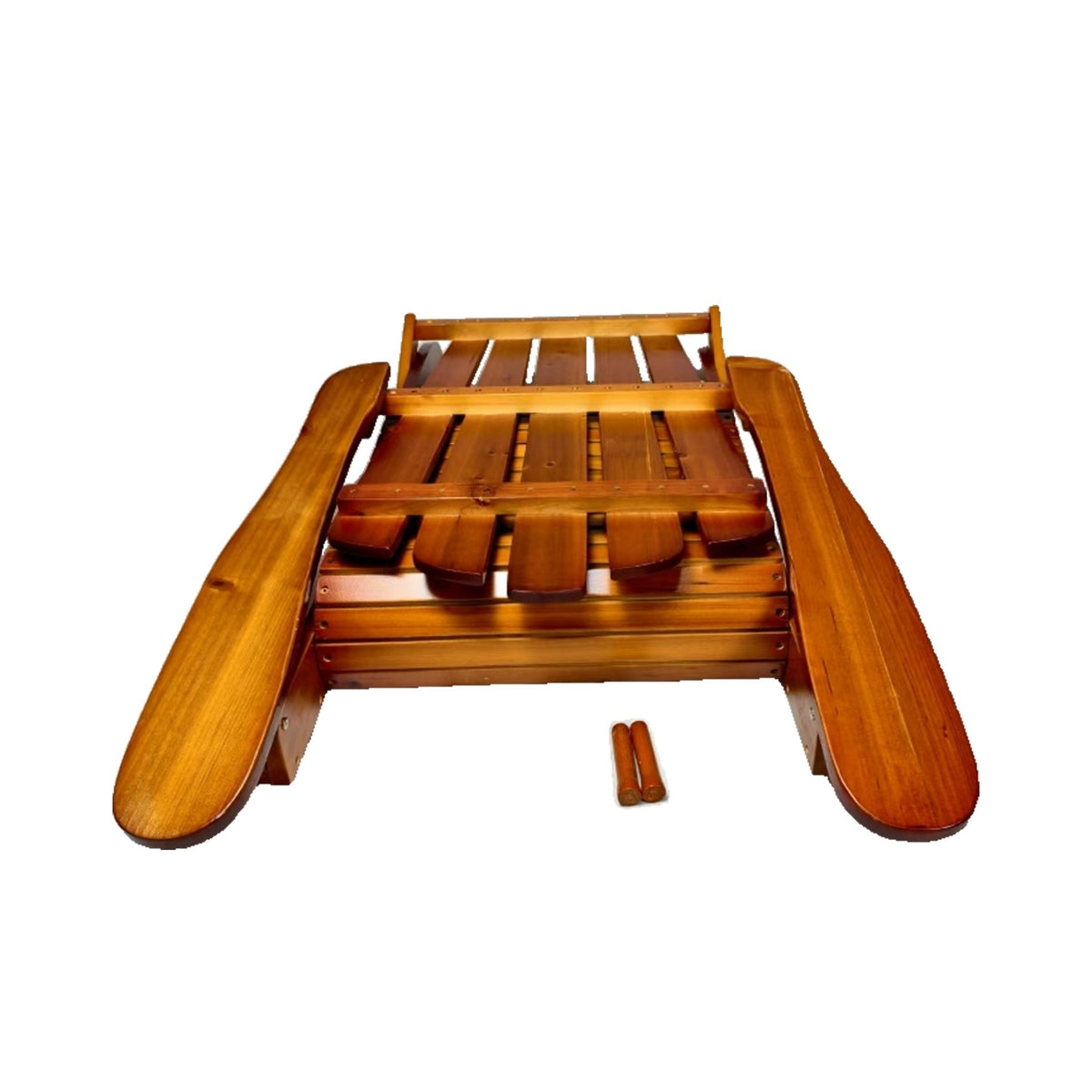 Oak folding Adirondack chair by Anthony & Home, limited edition, showcasing the classic wooden design and foldable structure.