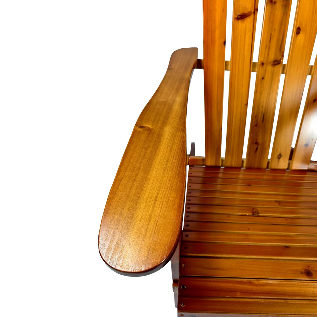 Oak folding Adirondack chair by Anthony & Home, limited edition, featuring a rustic wooden design and comfortable armrests.