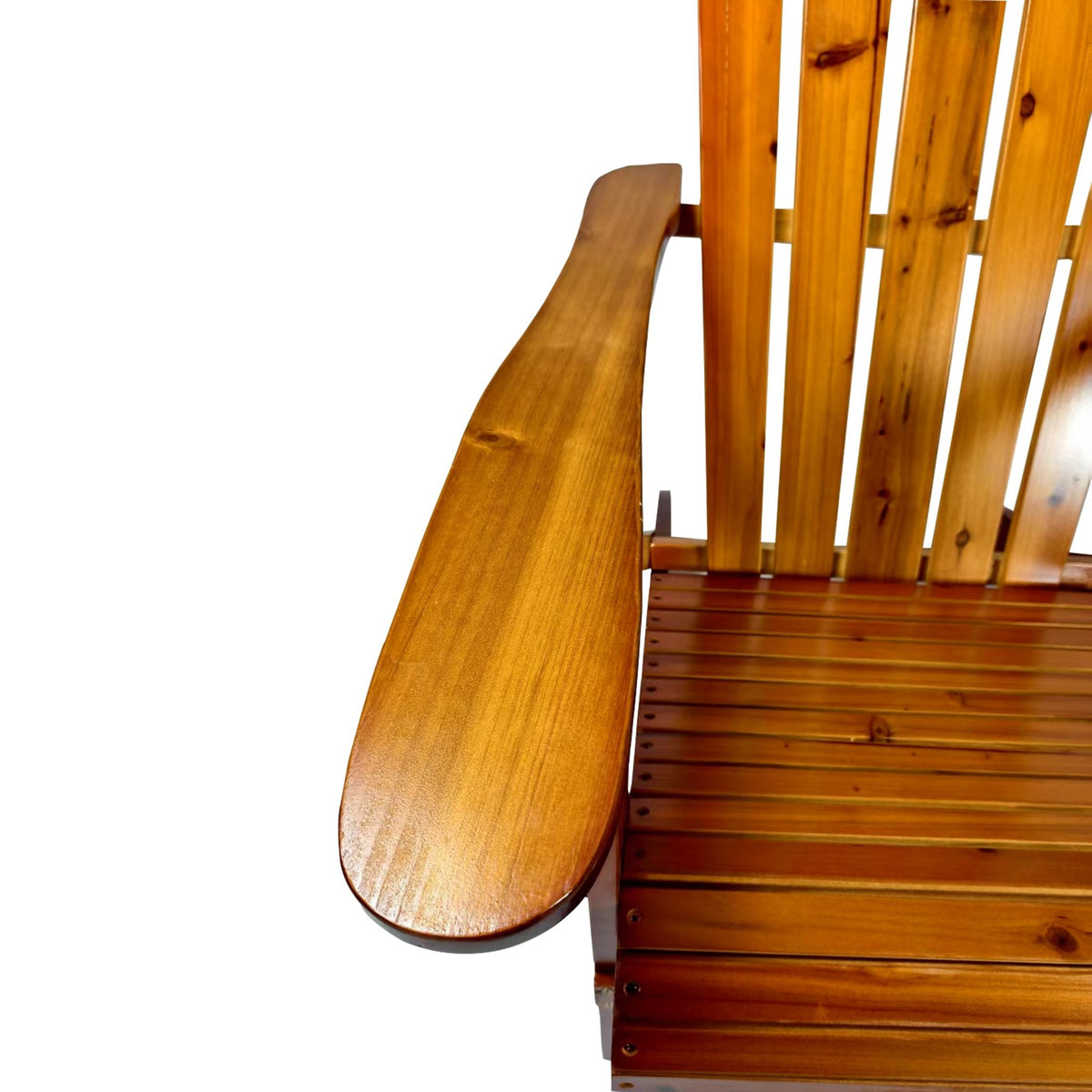 Oak folding Adirondack chair by Anthony & Home, limited edition, featuring a rustic wooden design and comfortable armrests.