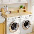 Oak wood countertop organizer for washer and dryer by Anthony & Home, featuring compartments for laundry essentials.