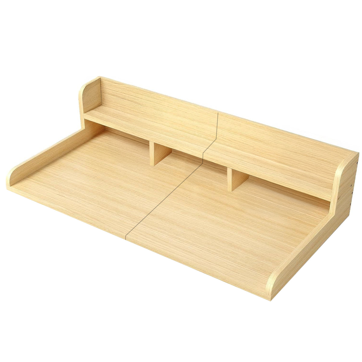 Anthony & Home oak wood countertop organizer for washer and dryer, with compartments for laundry essentials.