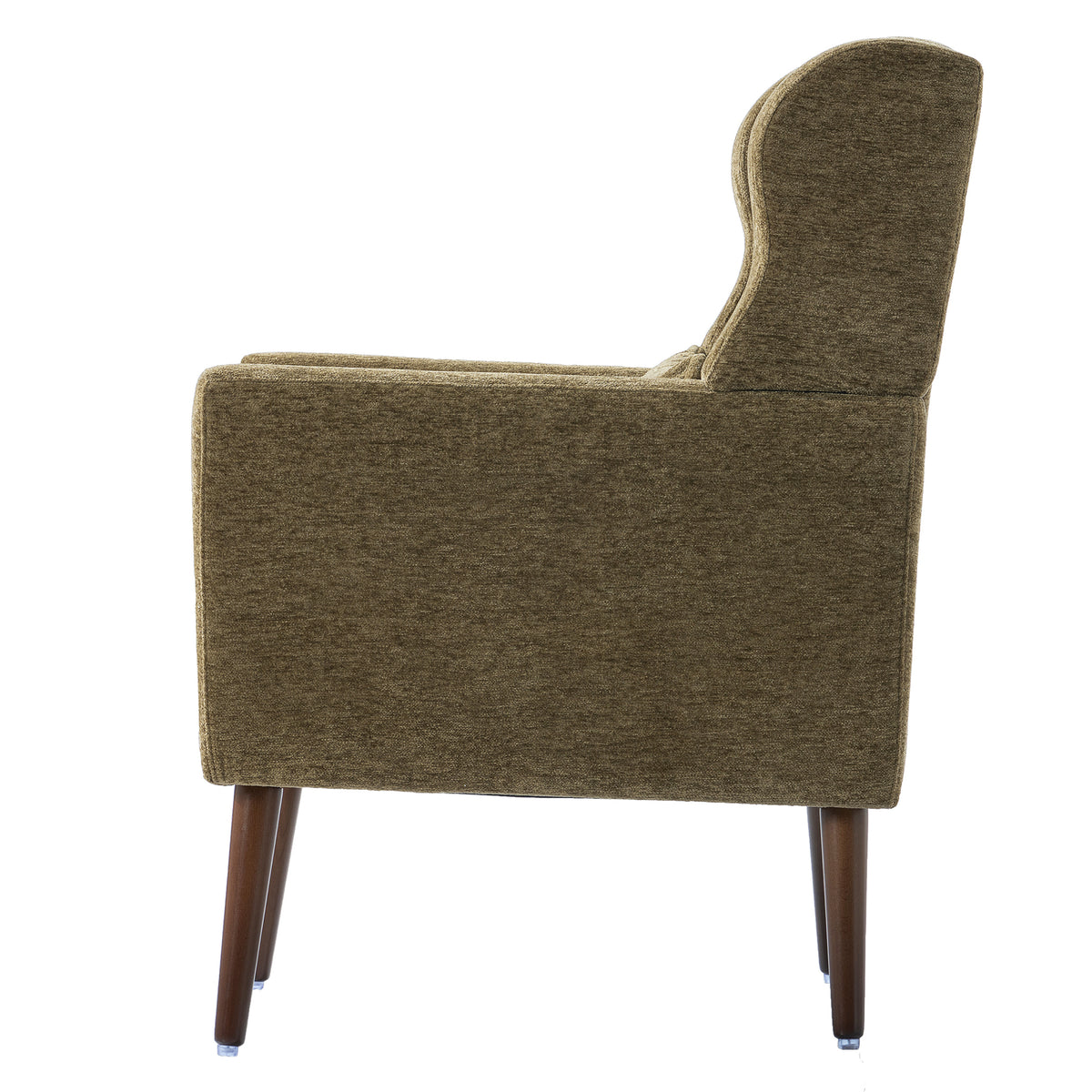 Olive chenille accent chair with solid wood legs by Anthony & Home, featuring plush upholstery and modern design.