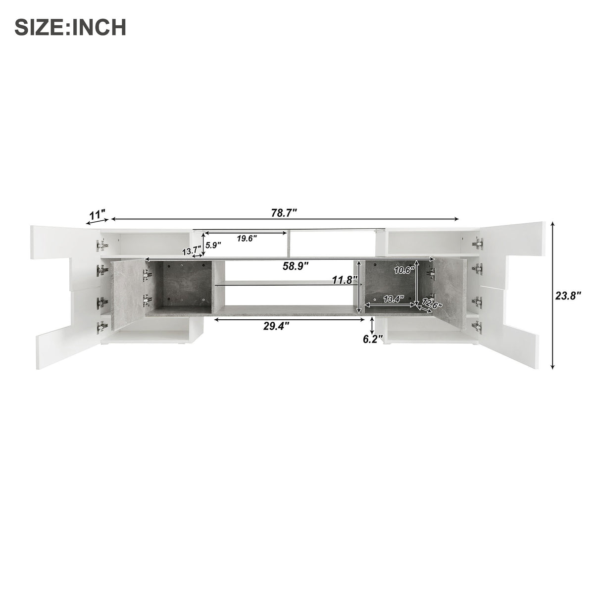 Anthony & Home On Trend Elite high gloss TV stand with sleek modern design and spacious storage compartments.