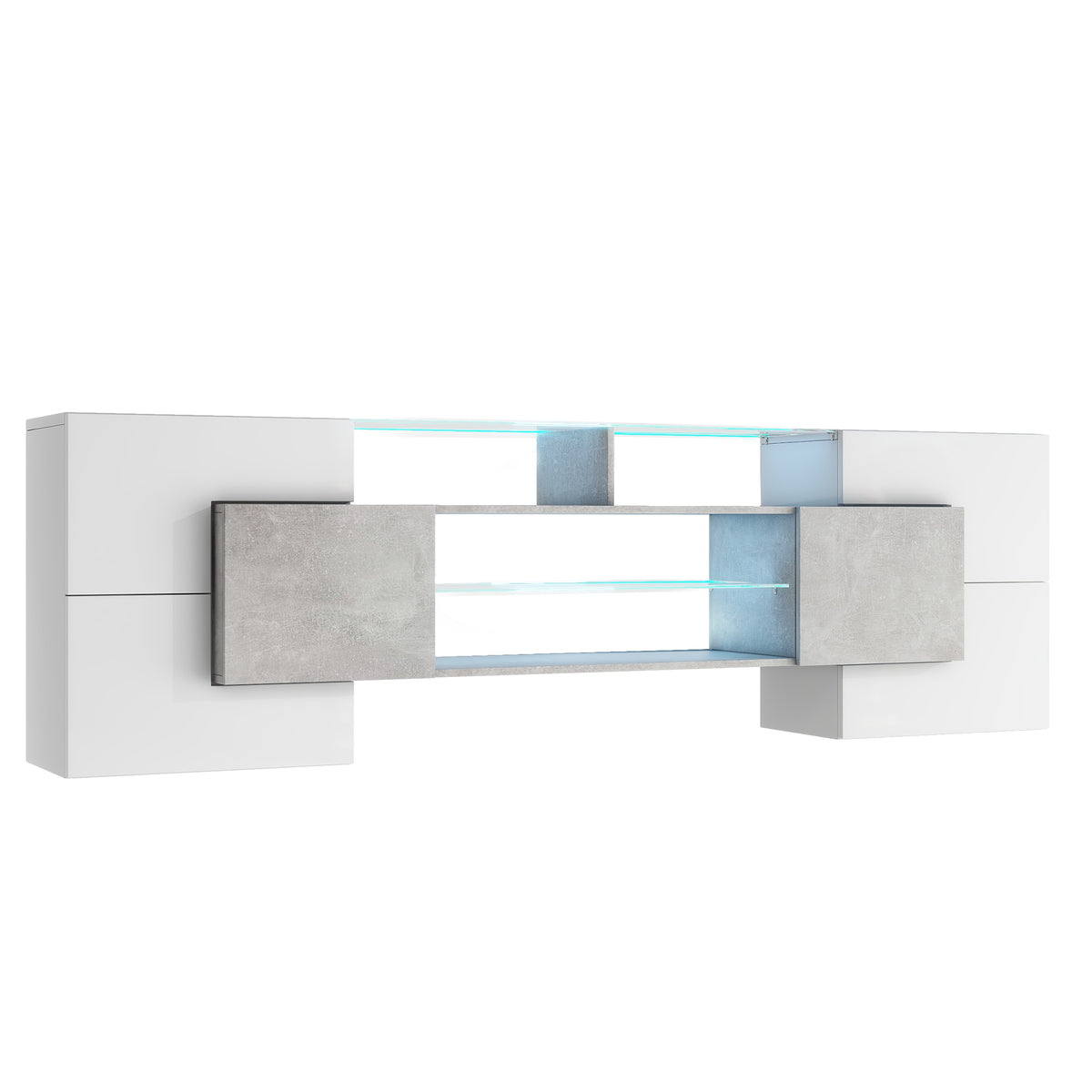 Anthony & Home On Trend Elite High Gloss TV Stand with sleek black finish and modern design.