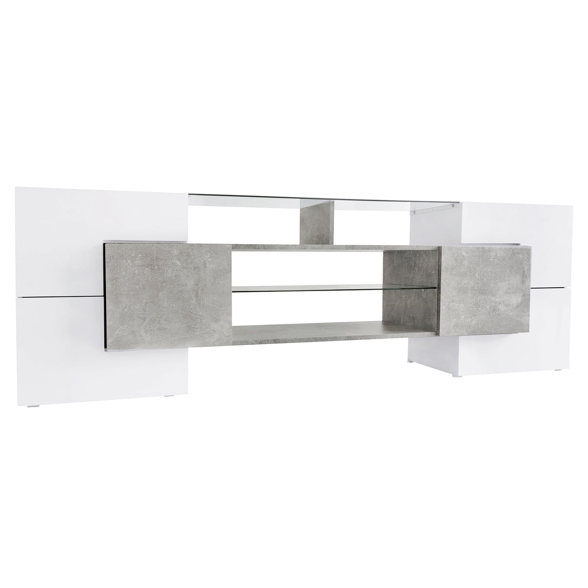 High gloss Anthony & Home On Trend Elite TV stand with sleek design and multiple storage compartments.