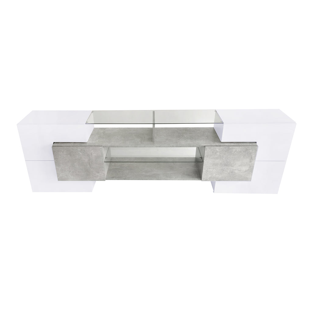 Anthony & Home On Trend Elite High Gloss TV Stand with sleek black finish and modern design, featuring spacious storage compartments.