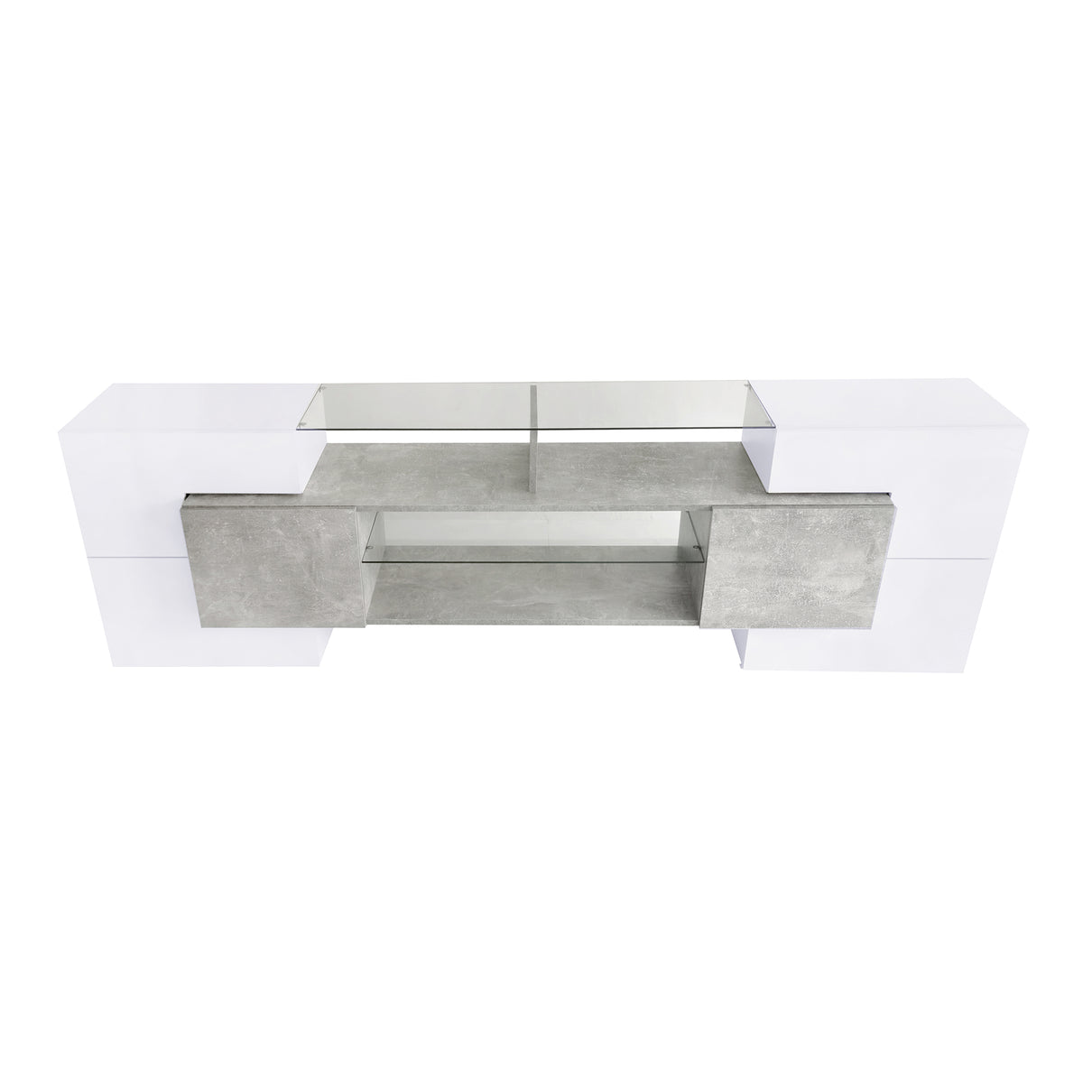Anthony & Home On Trend Elite High Gloss TV Stand with sleek black finish and modern design, featuring spacious storage compartments.