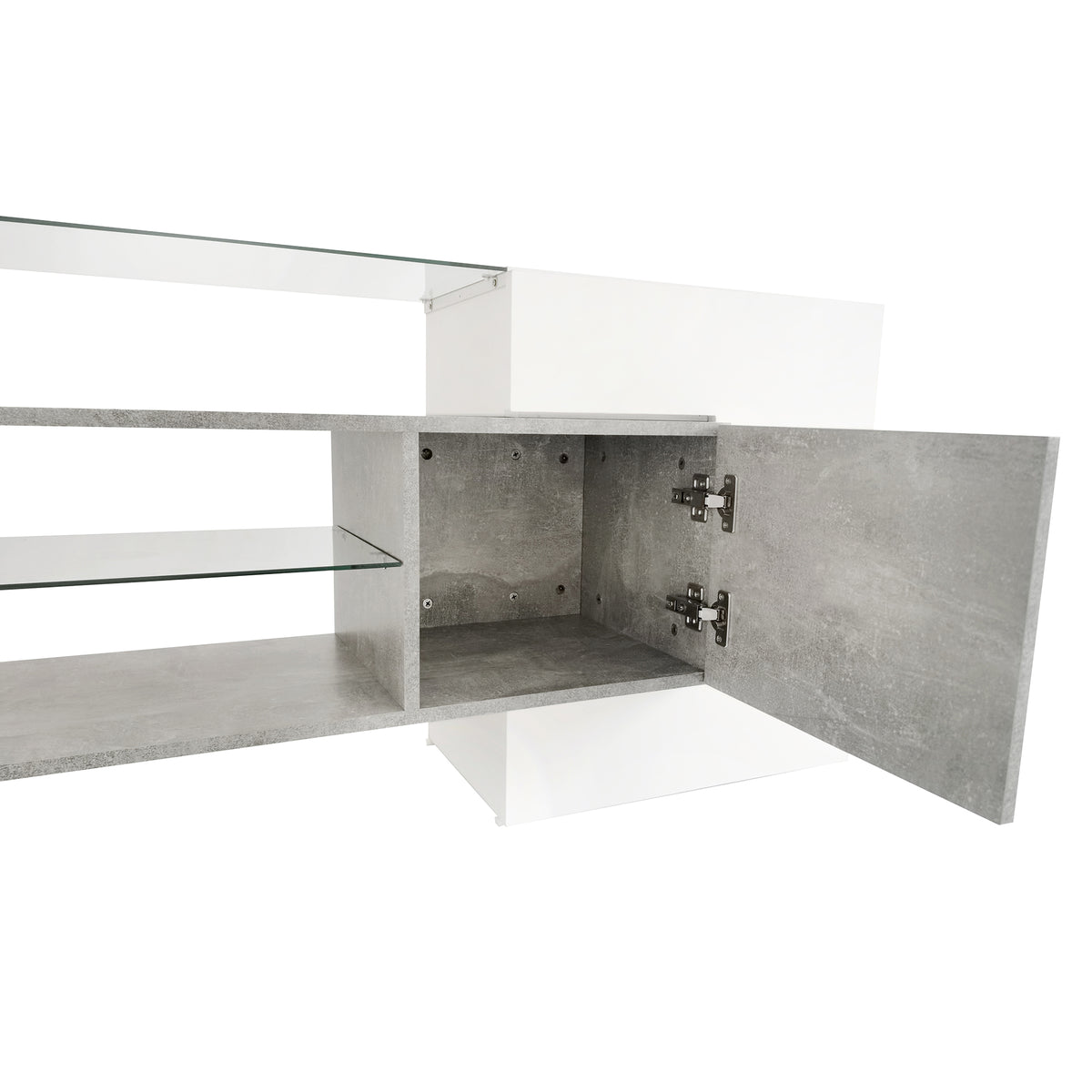 High gloss On Trend Elite TV stand by Anthony & Home with sleek modern design and ample storage space in a stylish living room setting.