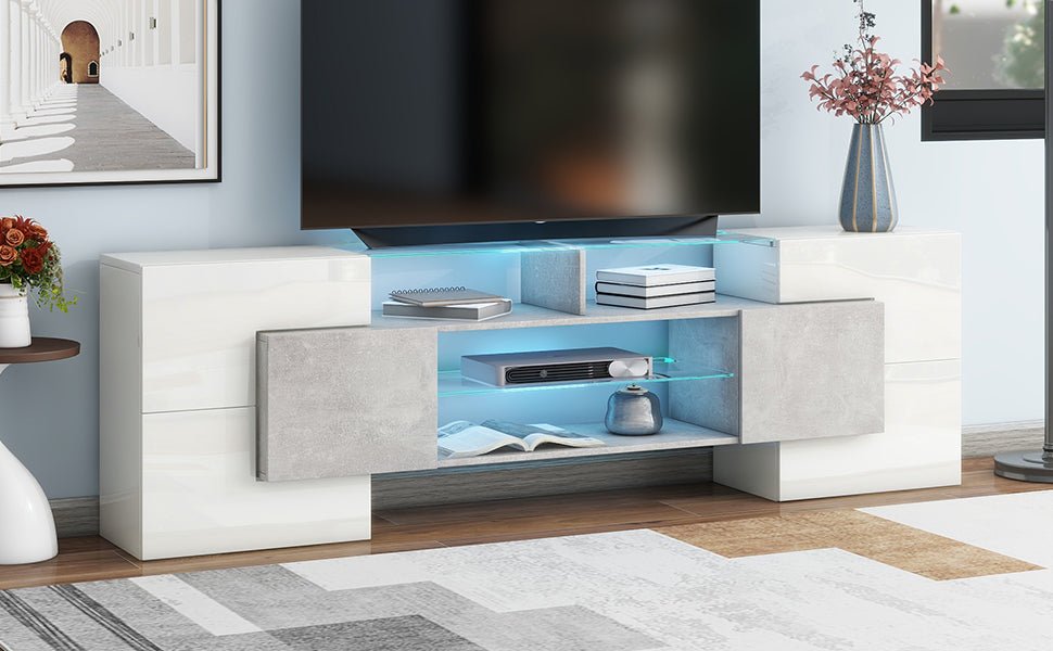 On Trend Elite high gloss TV stand by Anthony & Home with sleek surface and modern design, ideal for living room media setup.