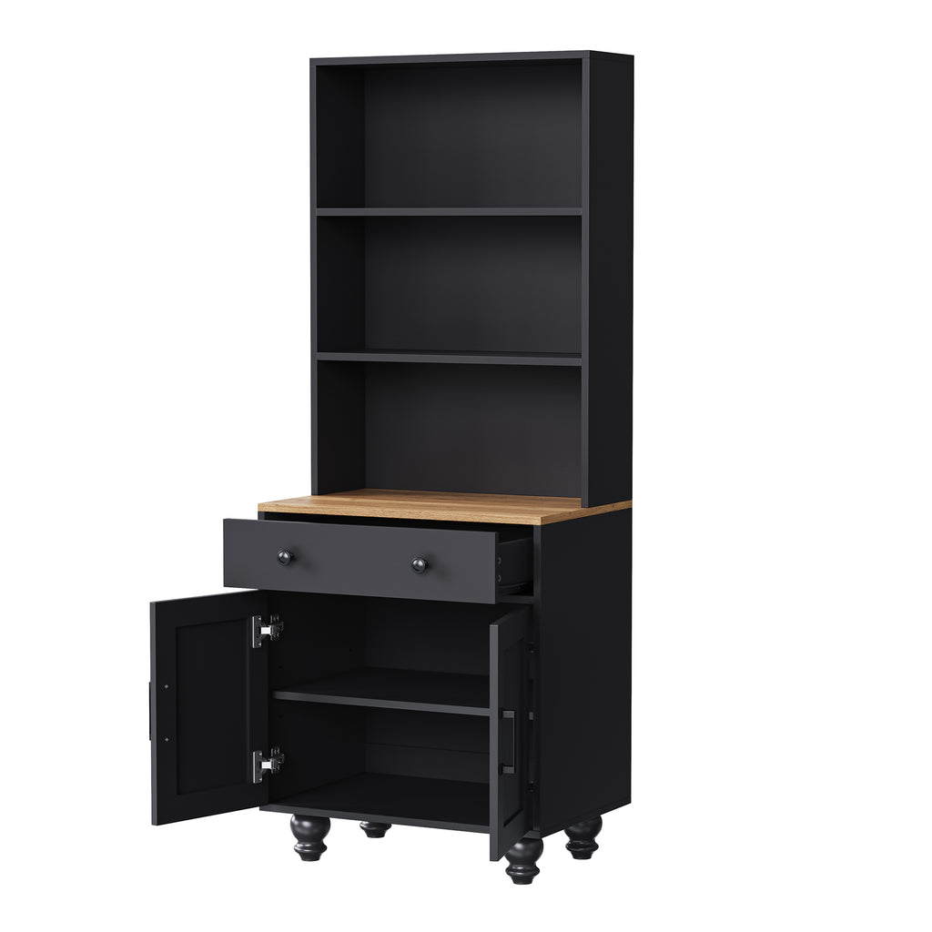 Black farmhouse storage cabinet by Anthony & Home with solid wood gourd-shaped legs, part of the Studio Collection.