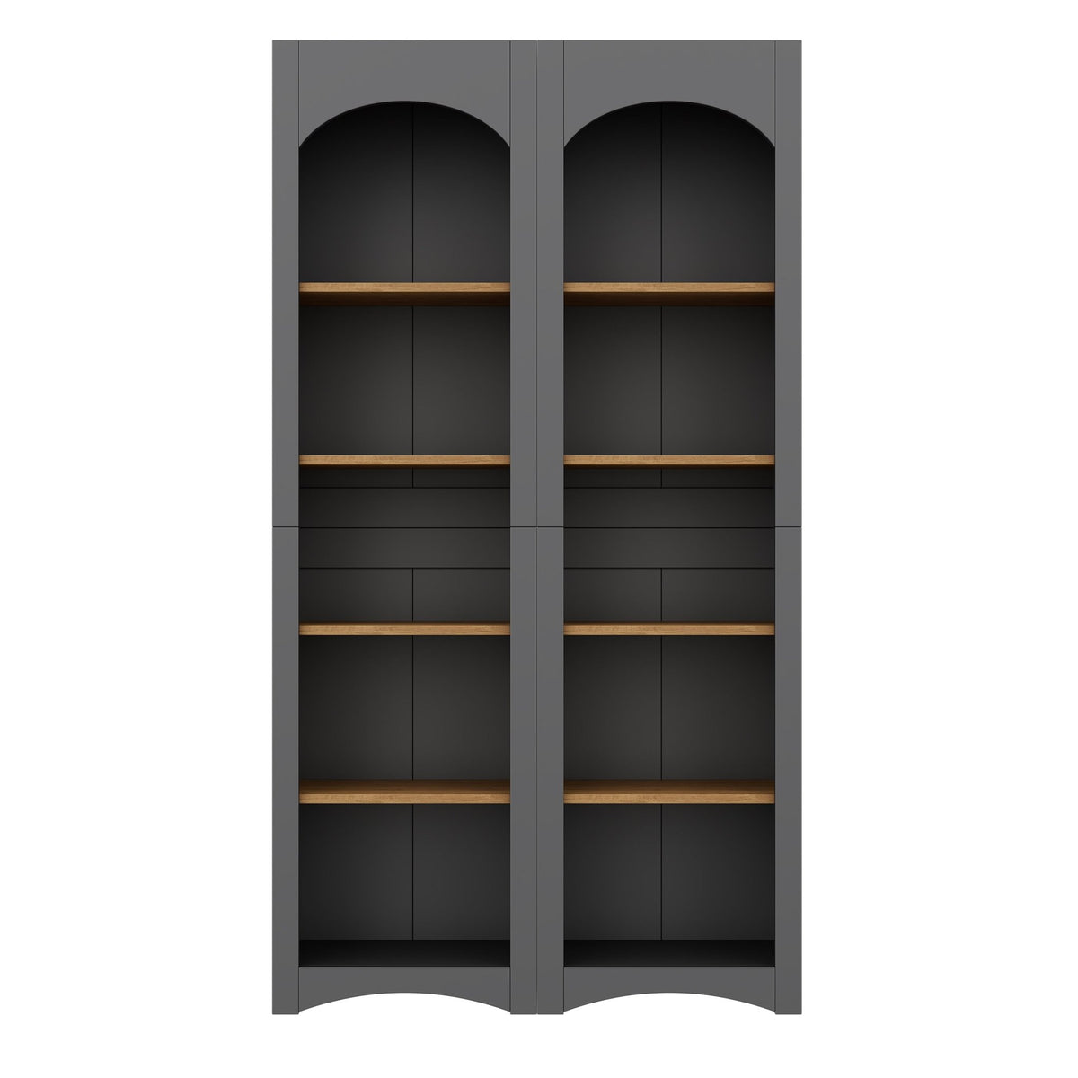 Anthony & Home two-tone wood-grain 5-tier bookshelves set of 2, free-standing with multiple shelves for living room storage.
