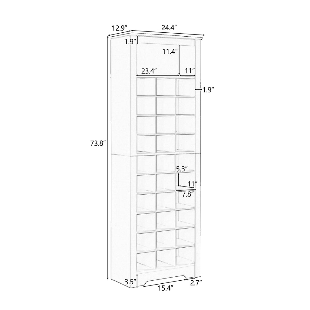 Anthony & Home On Trend Signature Shoe Cubby Console in black veneer with 30 compartments for organized footwear storage.