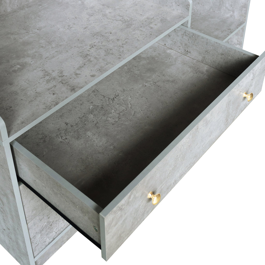 Grey wooden wardrobe from Anthony & Home's Premier Collection with dual rods for hanging clothes inside.
