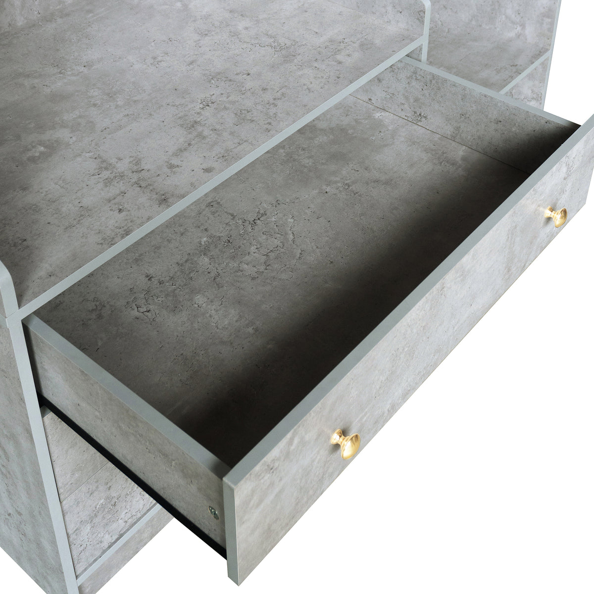 Grey wooden wardrobe from Anthony & Home's Premier Collection with dual rods for hanging clothes inside.