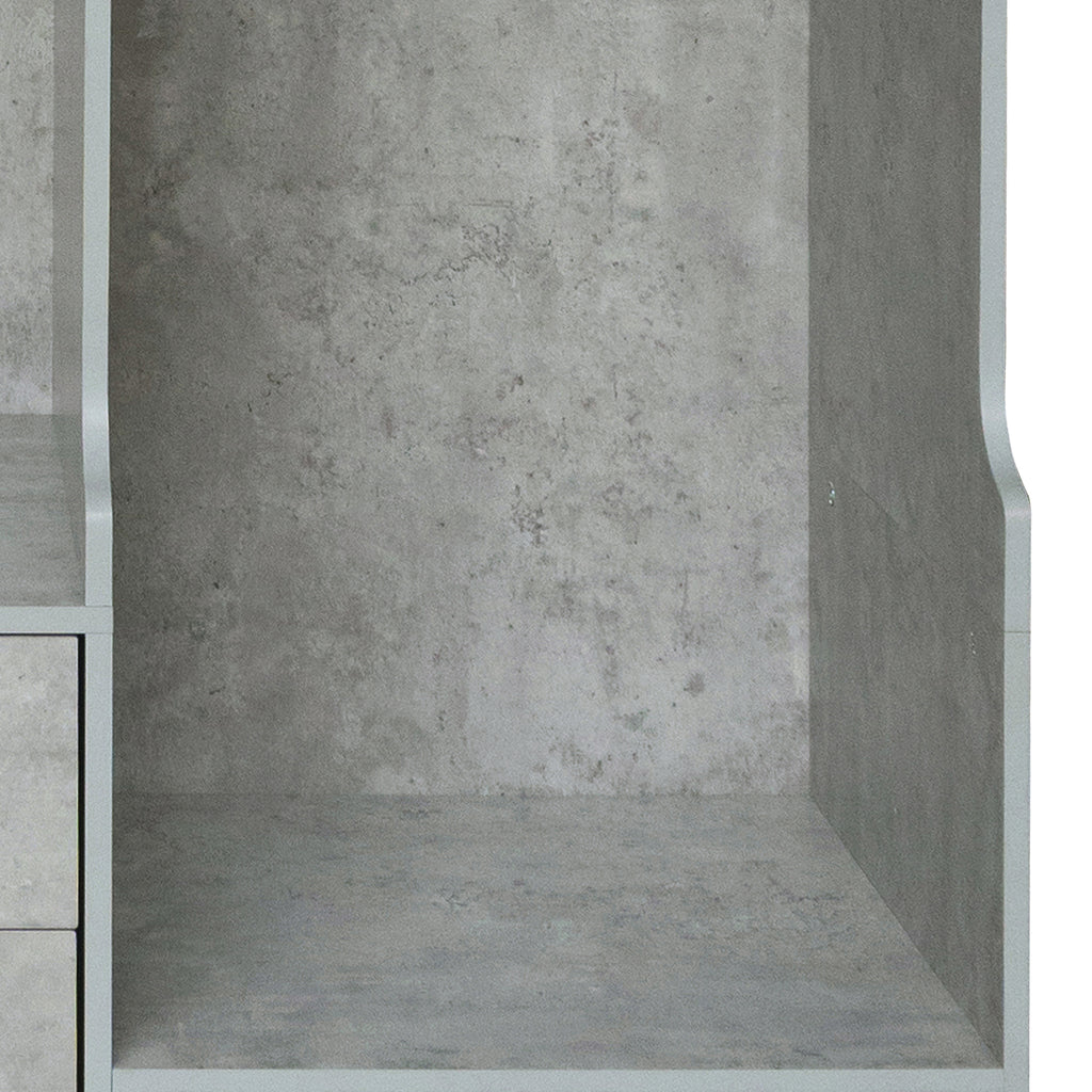 Open grey wooden wardrobe from Anthony & Home's Premier Collection with dual hanging rods and spacious interior.