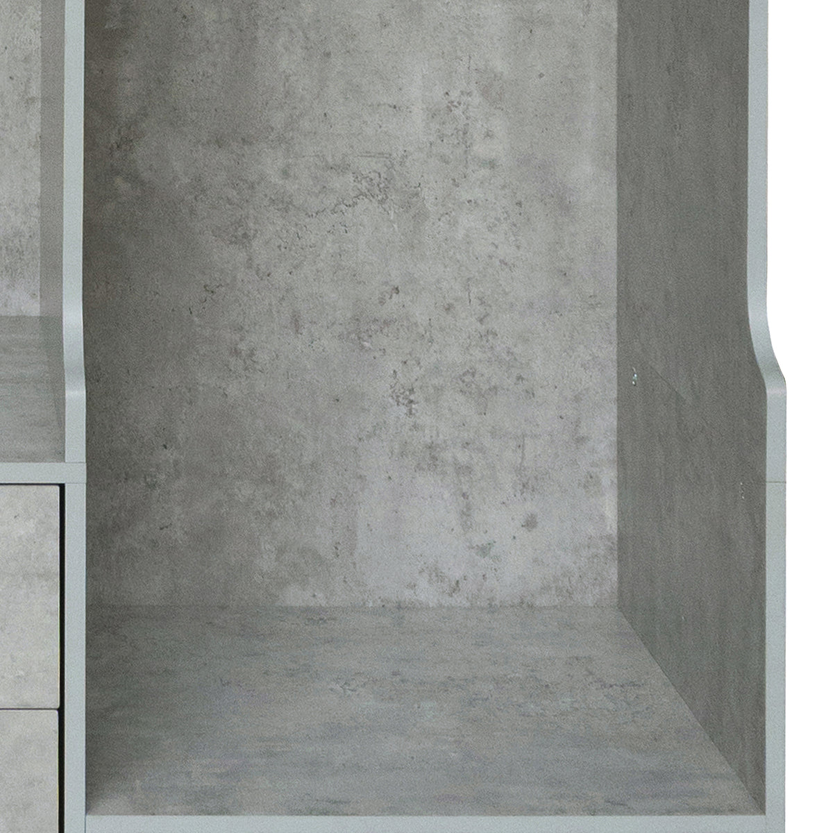 Open grey wooden wardrobe from Anthony & Home's Premier Collection with dual hanging rods and spacious interior.