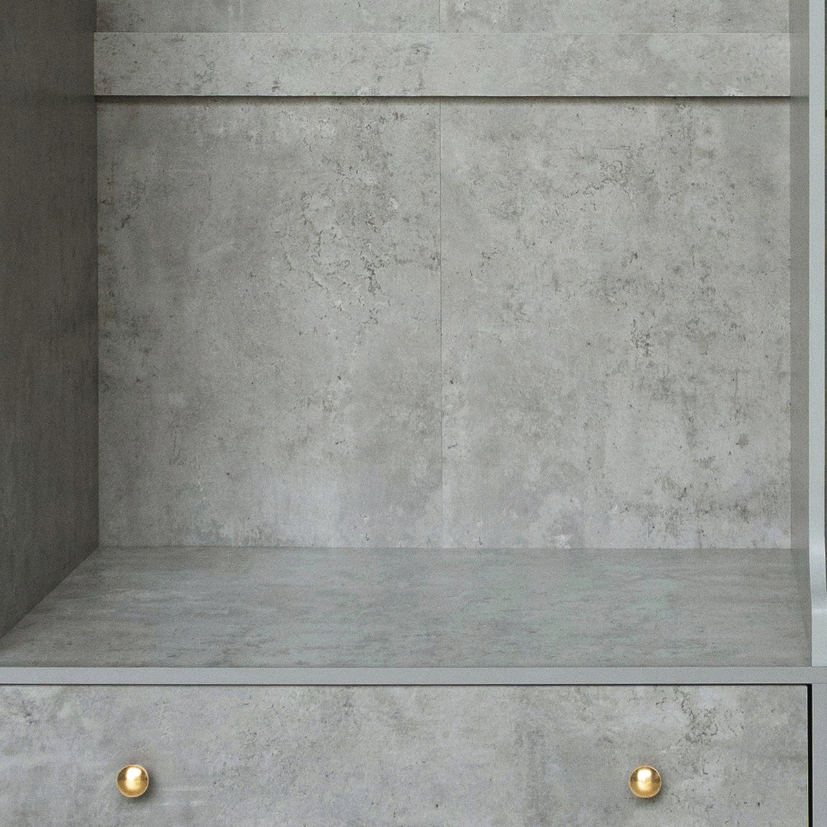 Open grey wooden wardrobe from Anthony & Home's Premier Collection with dual hanging rods and spacious interior.