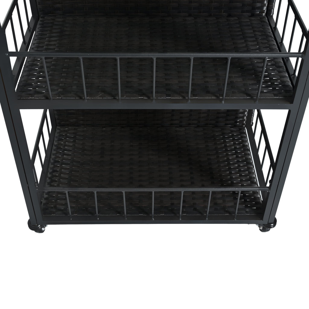 Outdoor kitchen island with storage and folding tabletop in dark brown PE rattan from Anthony & Home's Premium Collection.