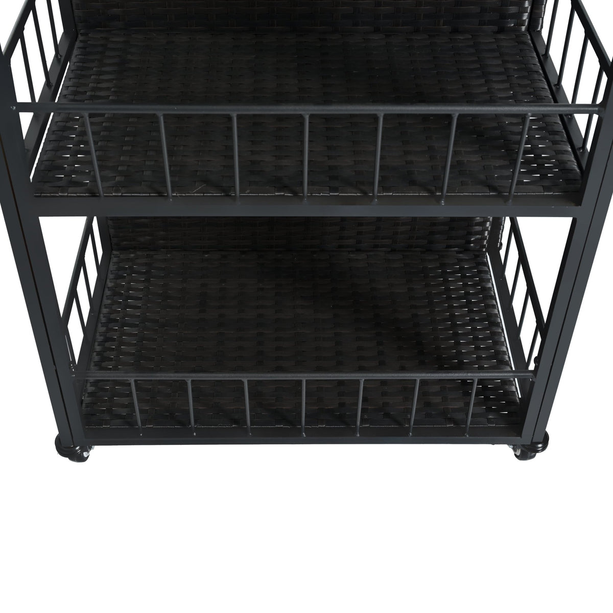 Outdoor kitchen island with storage and folding tabletop in dark brown PE rattan from Anthony & Home's Premium Collection.