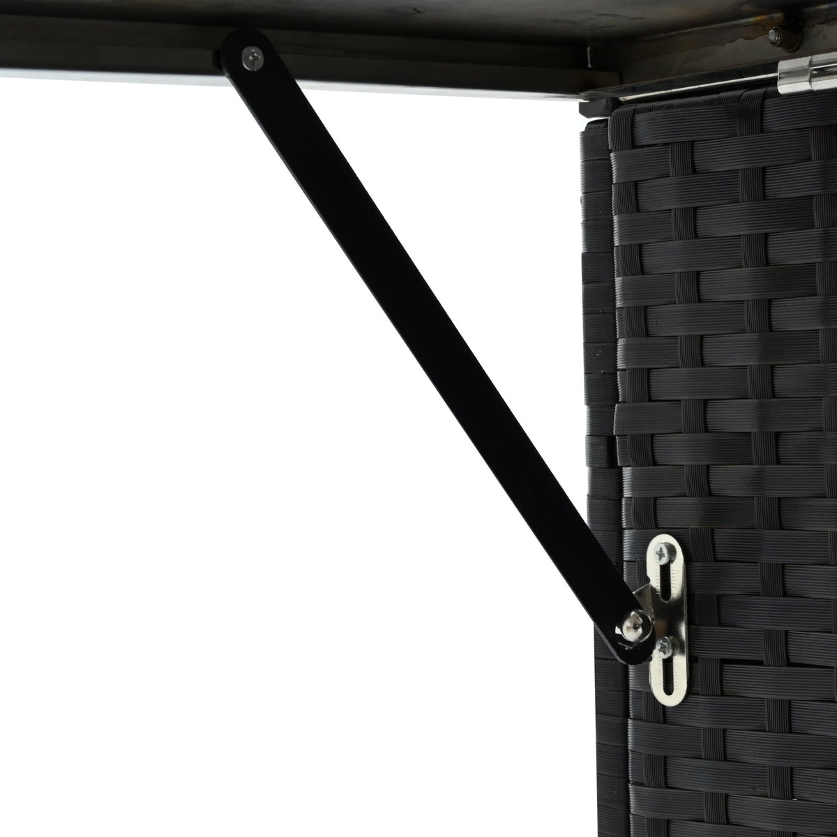 Outdoor kitchen island with storage and folding tabletop in dark brown PE rattan, from Anthony & Home Premium Collection