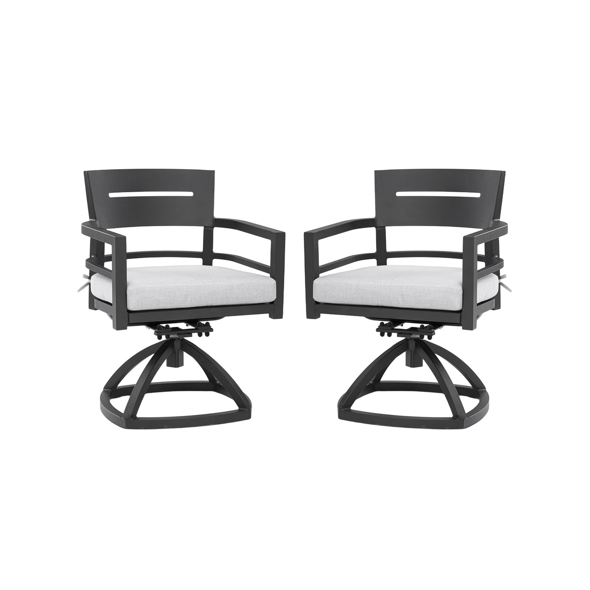 Outdoor swivel rocker set with Sunbrella cushions by Anthony & Home, featuring comfortable, stylish outdoor seating.