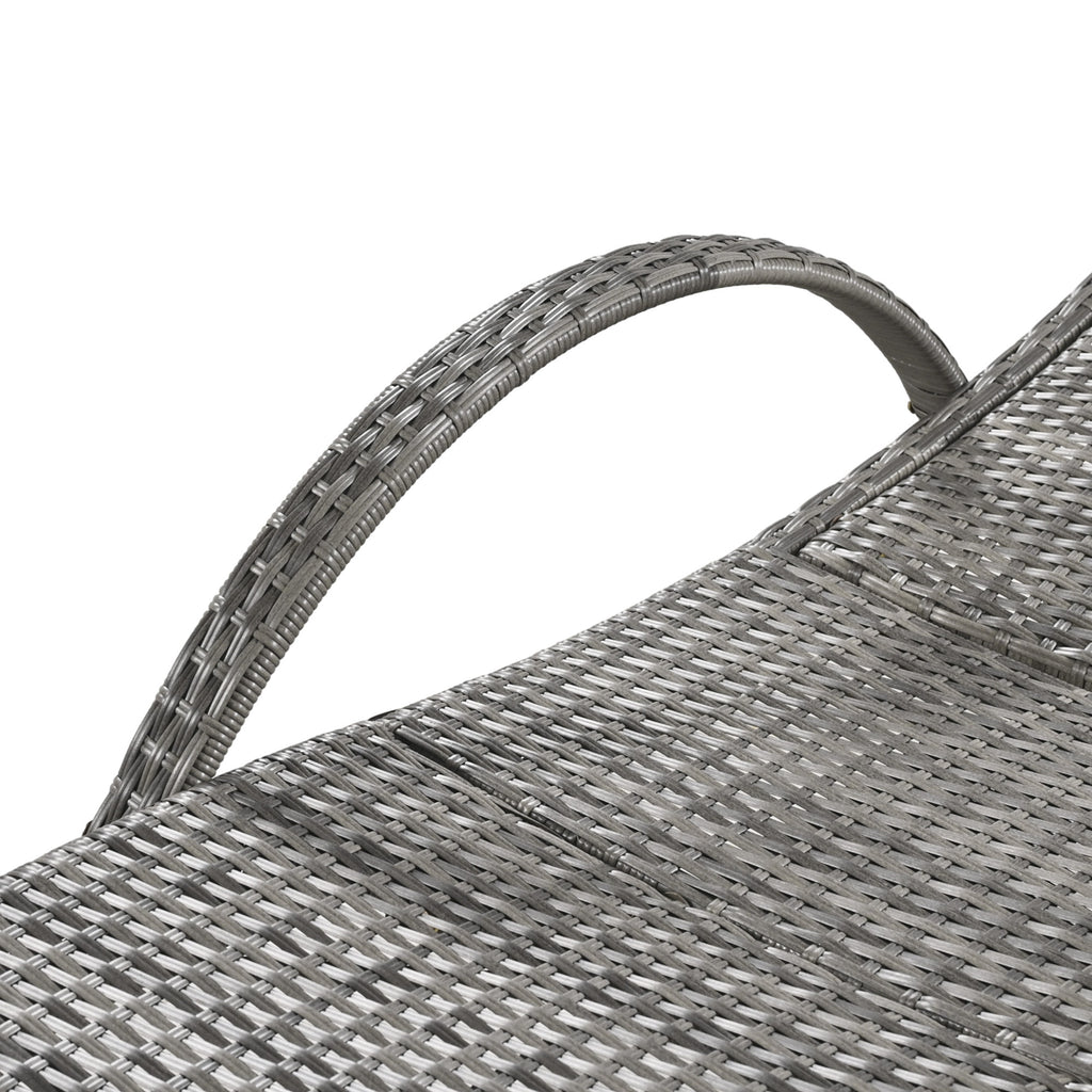 Outdoor wicker chaise lounge set with ergonomic wave design in grey by Anthony & Home, featuring cushioned seats and stylish weatherproof wicker.