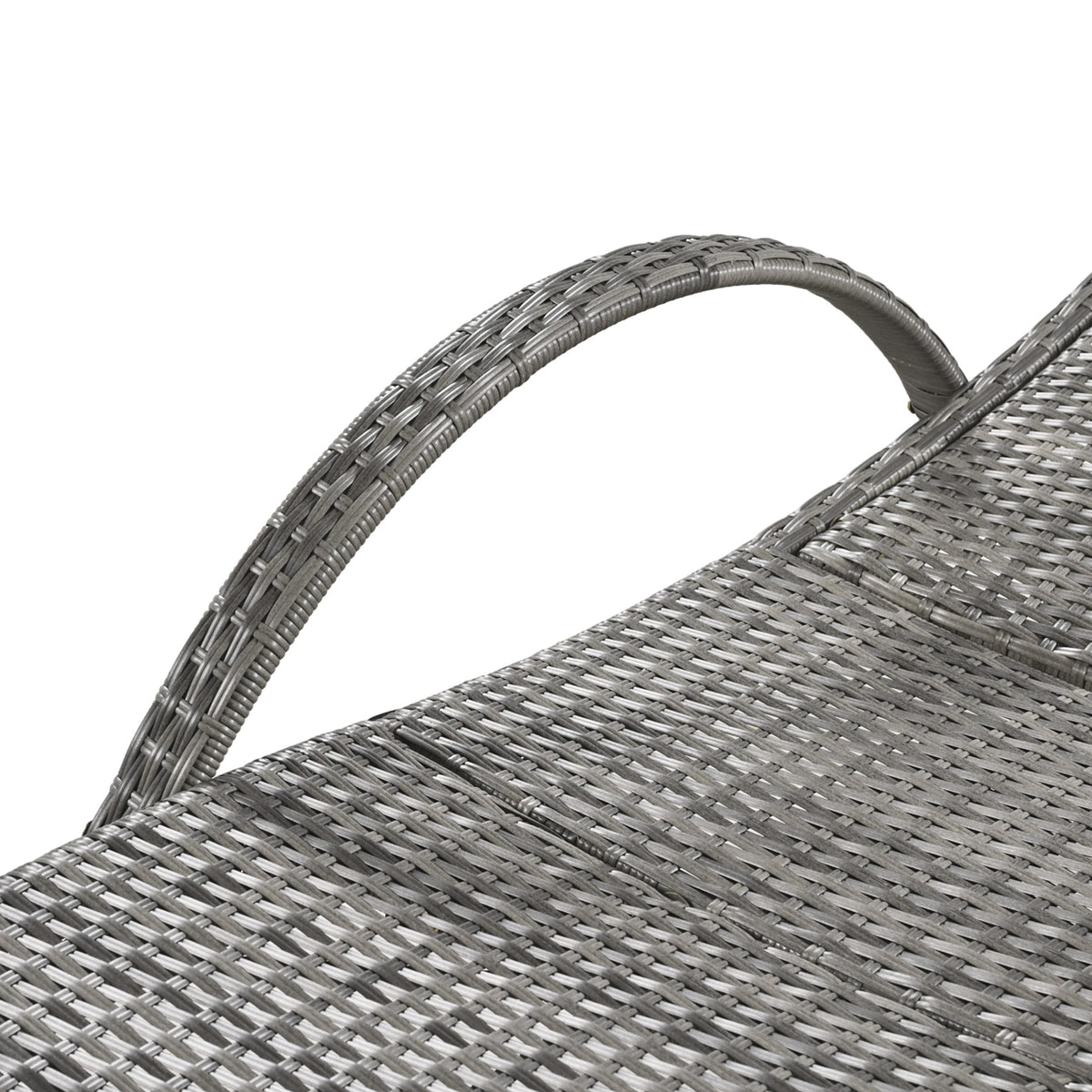 Outdoor wicker chaise lounge set with ergonomic wave design in grey by Anthony & Home, featuring cushioned seats and stylish weatherproof wicker.