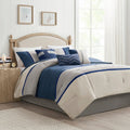 King size Anthony & Home Palisades faux suede comforter set in blue with 7 pieces, showcasing luxurious craftsmanship and soft fabric.
