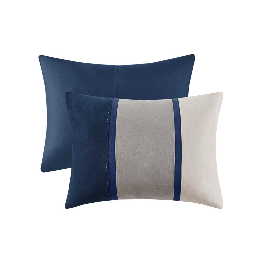 Anthony & Home Palisades Faux Suede King Comforter Set in blue, 7-piece limited edition bedding with plush, soft fabric.