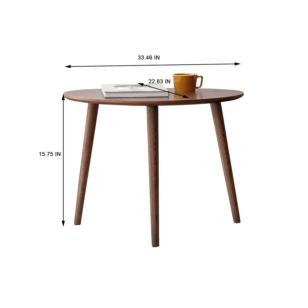 Pebble-shaped coffee table with walnut finish by Anthony & Home, mid-century modern design, limited edition piece.