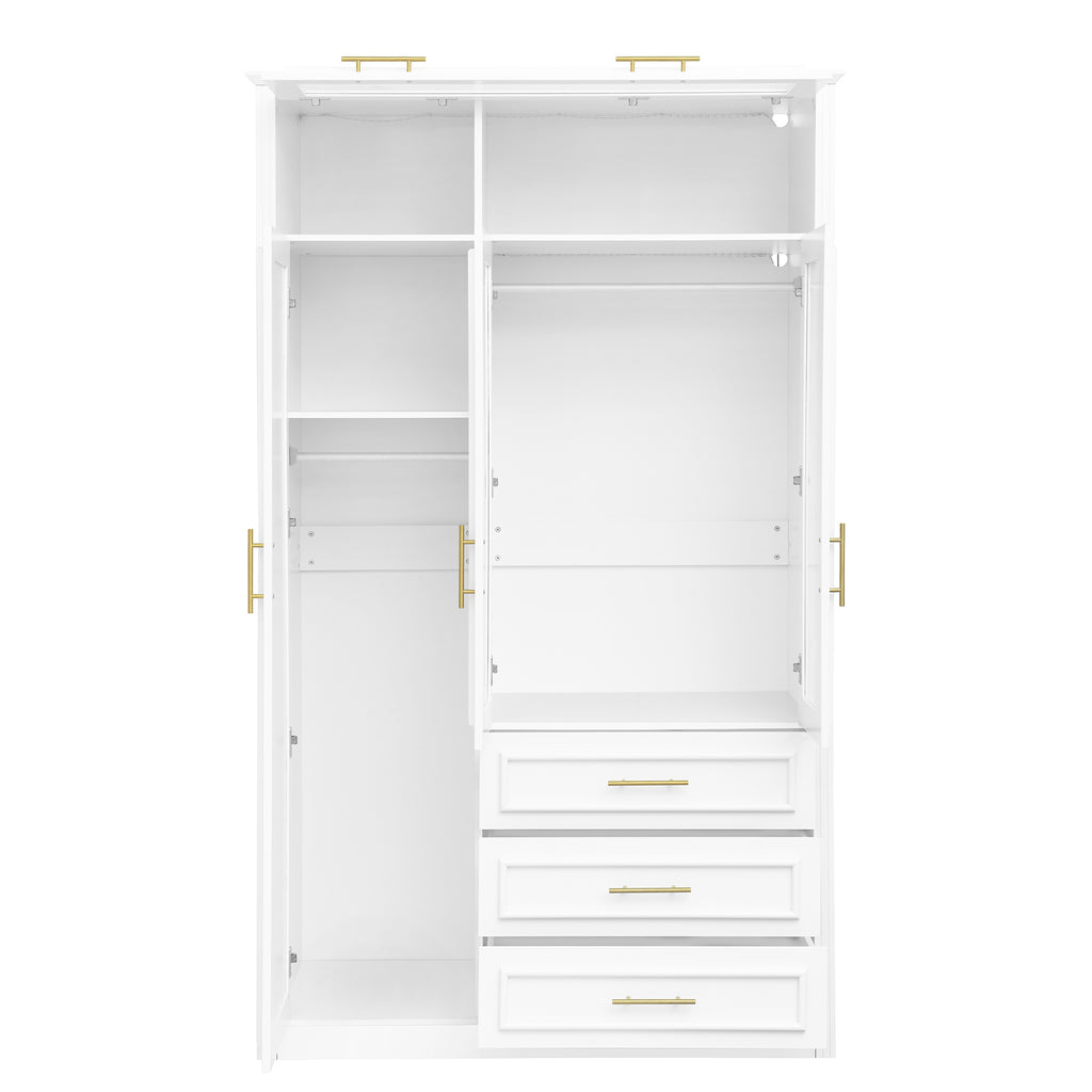 Anthony & Home Pinewood Atelier Wardrobe Armoire with double doors and storage shelves in a modern wooden design.