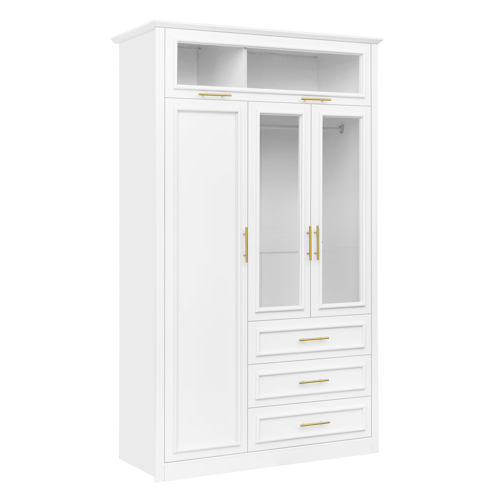 Anthony & Home Pinewood Atelier Wardrobe Armoire with double doors and sleek wooden finish, ideal for bedroom storage.