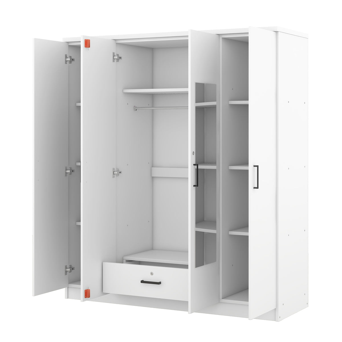 White 4-door plywood mirror wardrobe by Anthony & Home, featuring a sleek design and reflective mirror panels.